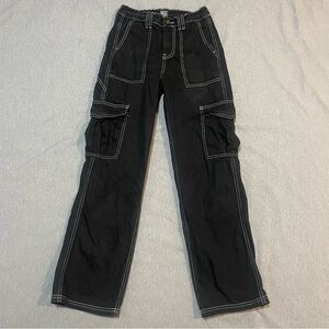 BDG Blaine High Waisted Skate Cargo Pants Black Contrast Stitch Urban Outfitters